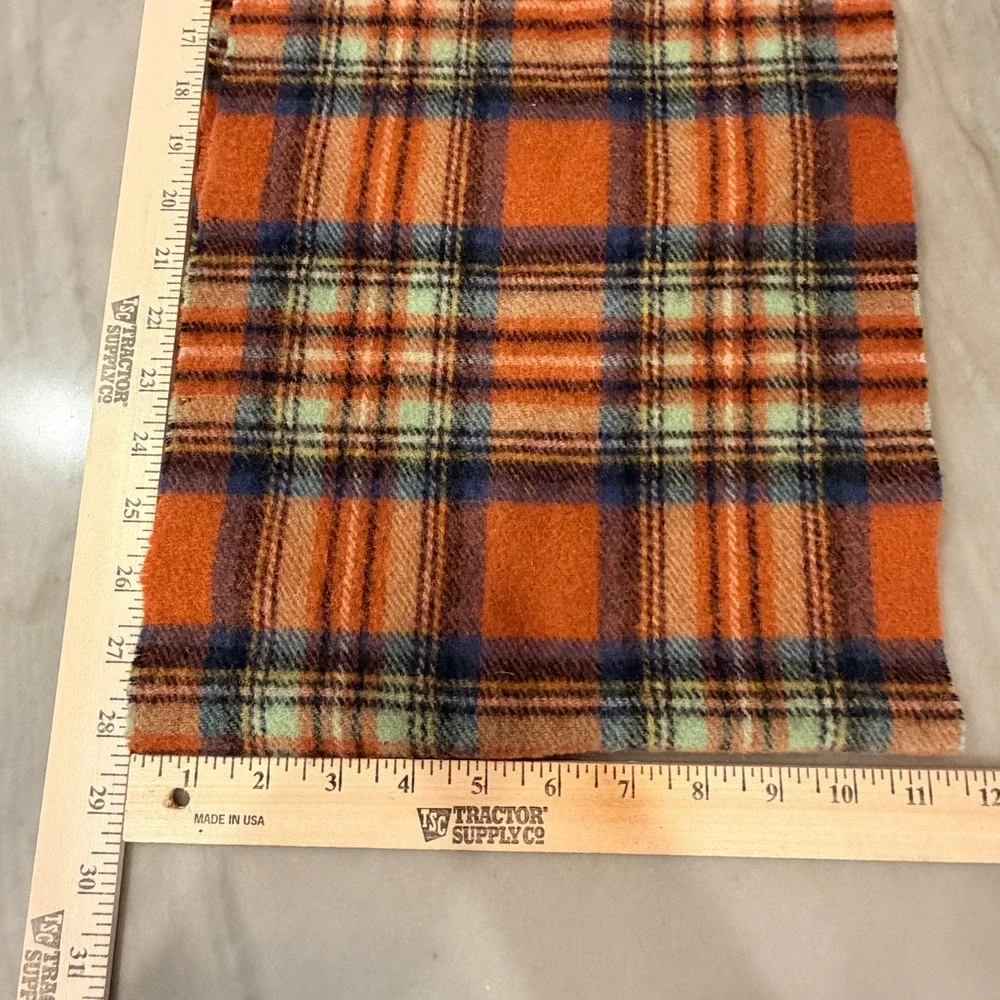 Vintage Ralph Lauren Scarf 80s Lambswool Orange Plaid Scotland Polo Pony FLAWED